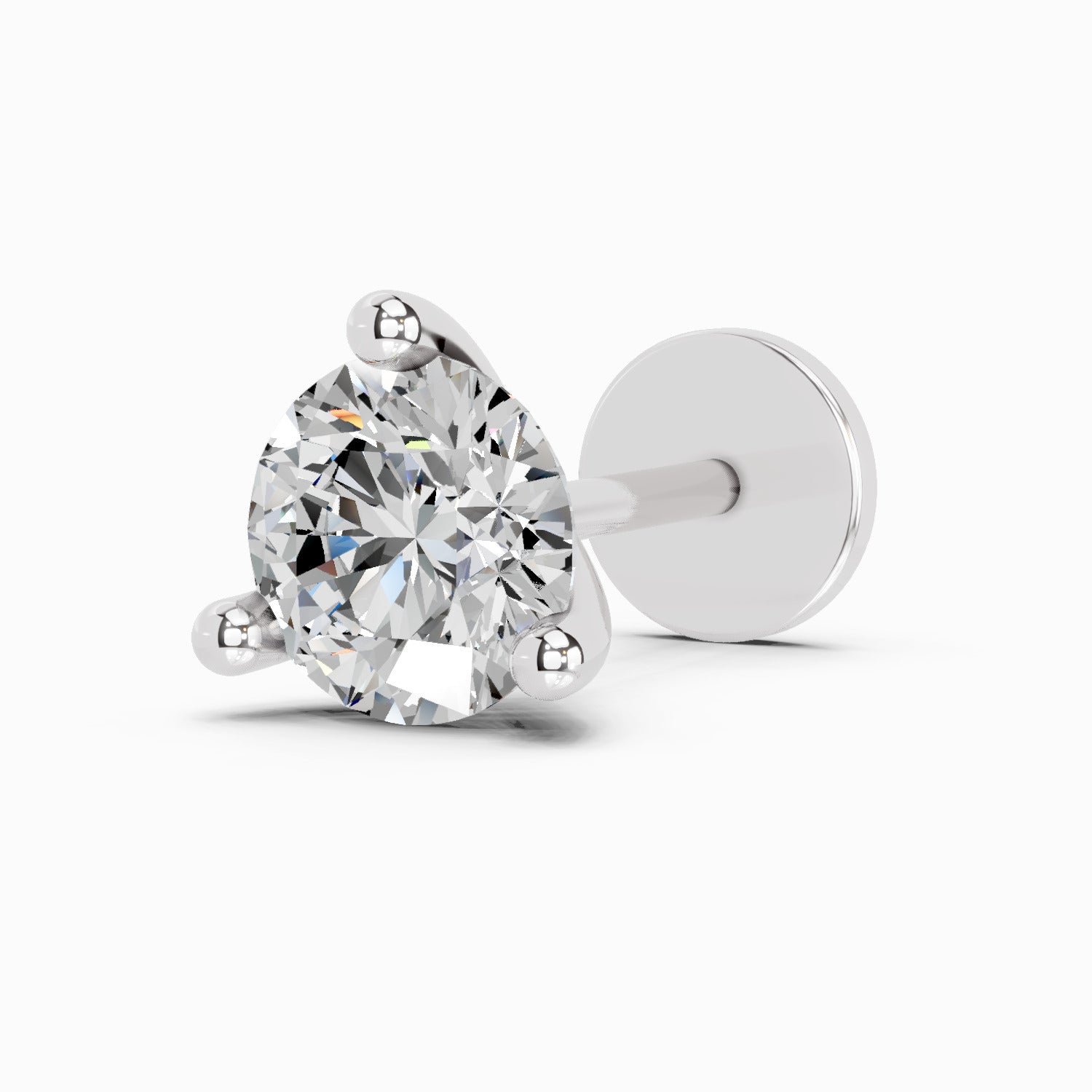 0.08 Carat 3 Prong Solitaire Diamond Nose Pin 14K - White Gold