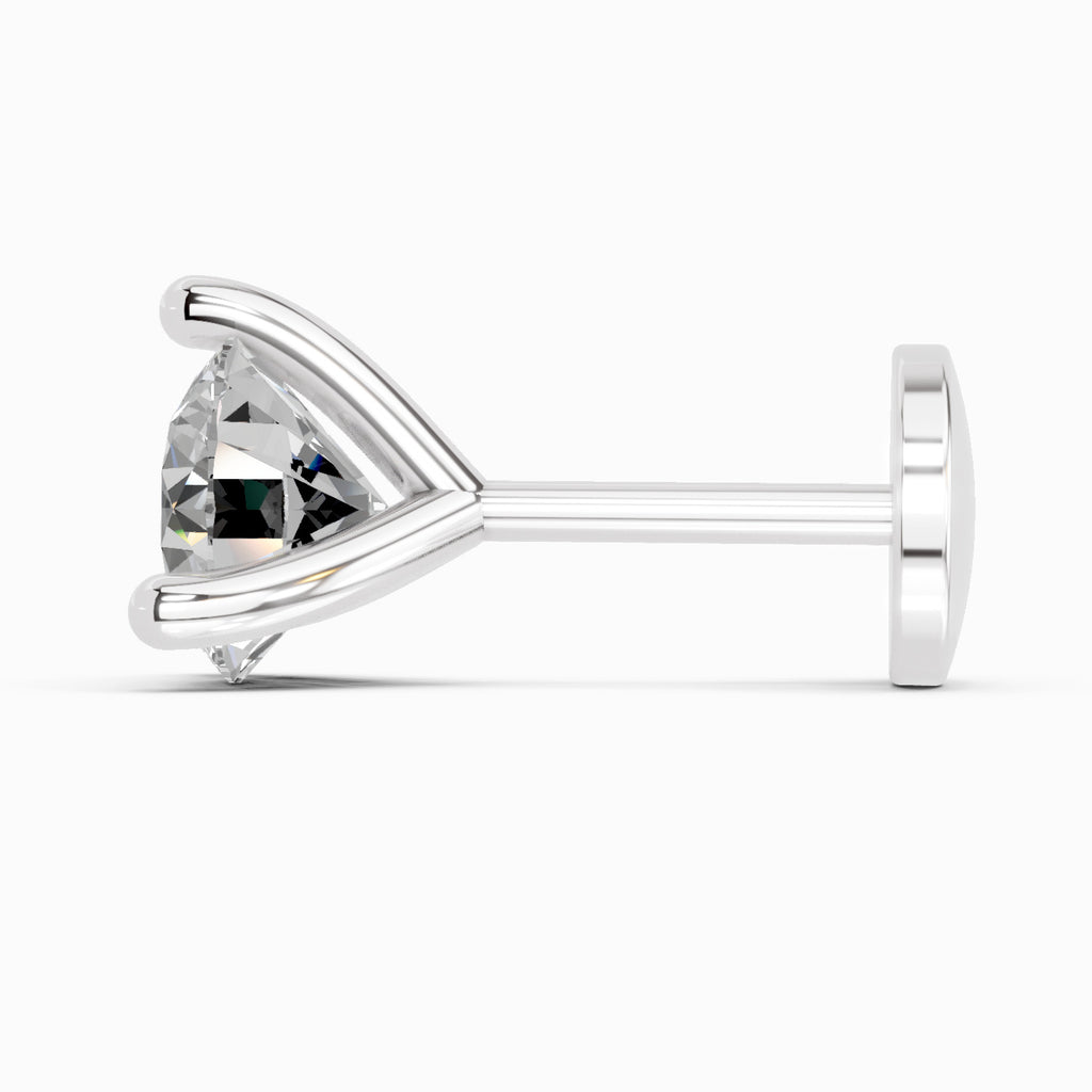 0.08 Carat 3 Prong Solitaire Diamond Nose Pin 14K - White Gold