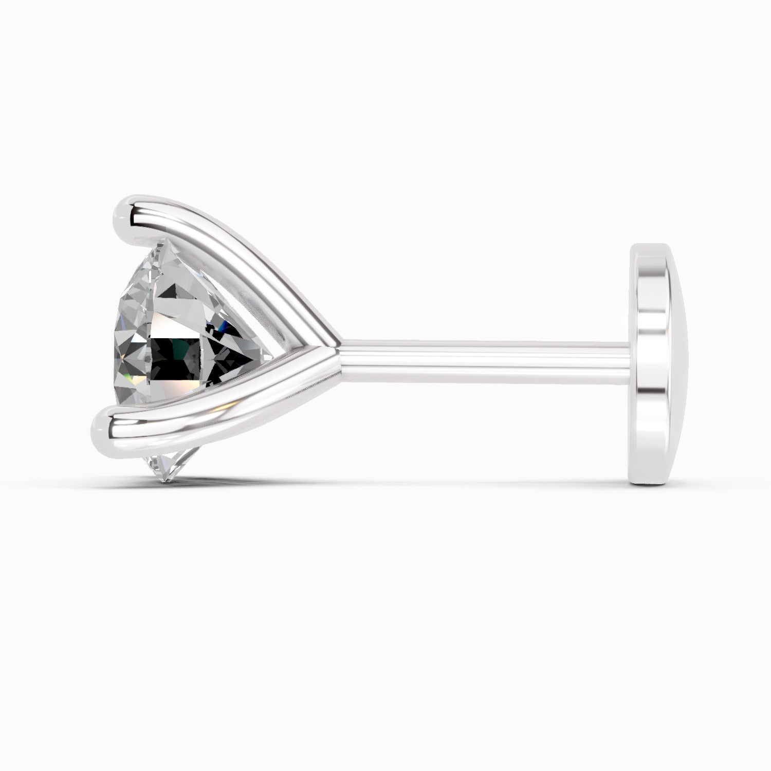 0.08 Carat 3 Prong Solitaire Diamond Nose Pin 14K - White Gold