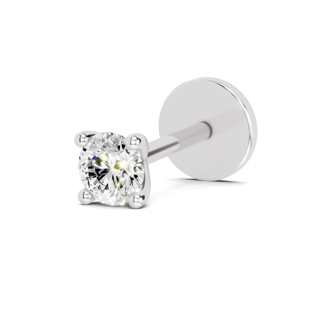 0.07 Carat Solitaire Diamond Nose Pin 14K - White Gold
