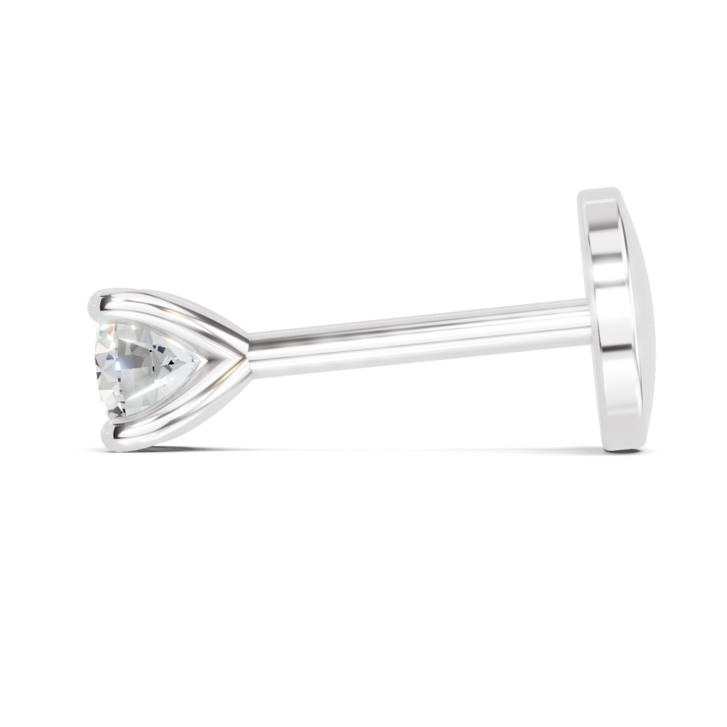 0.07 Carat Solitaire Diamond Nose Pin 14K - White Gold