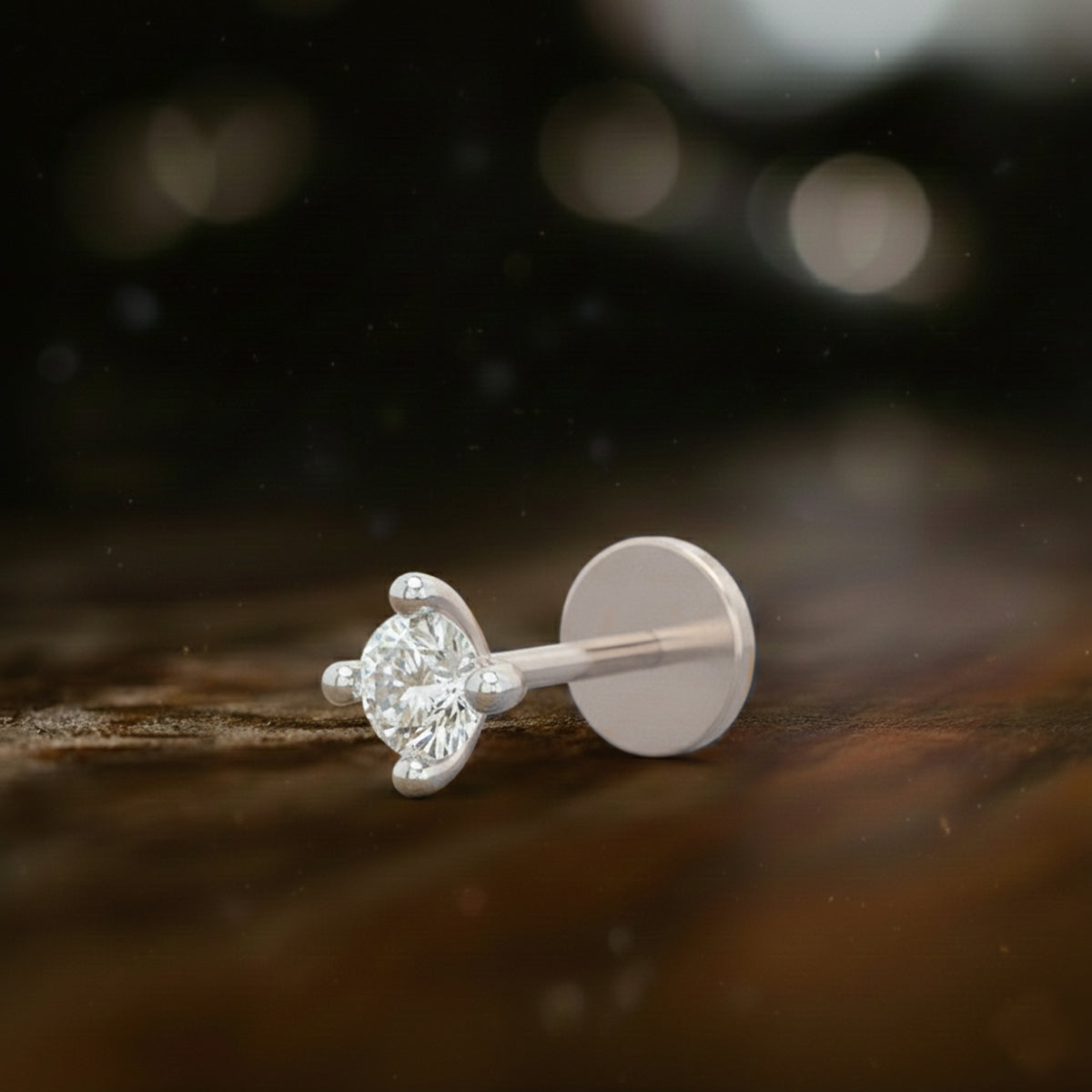 Shimmering Solitaire Diamond Nose Pin
