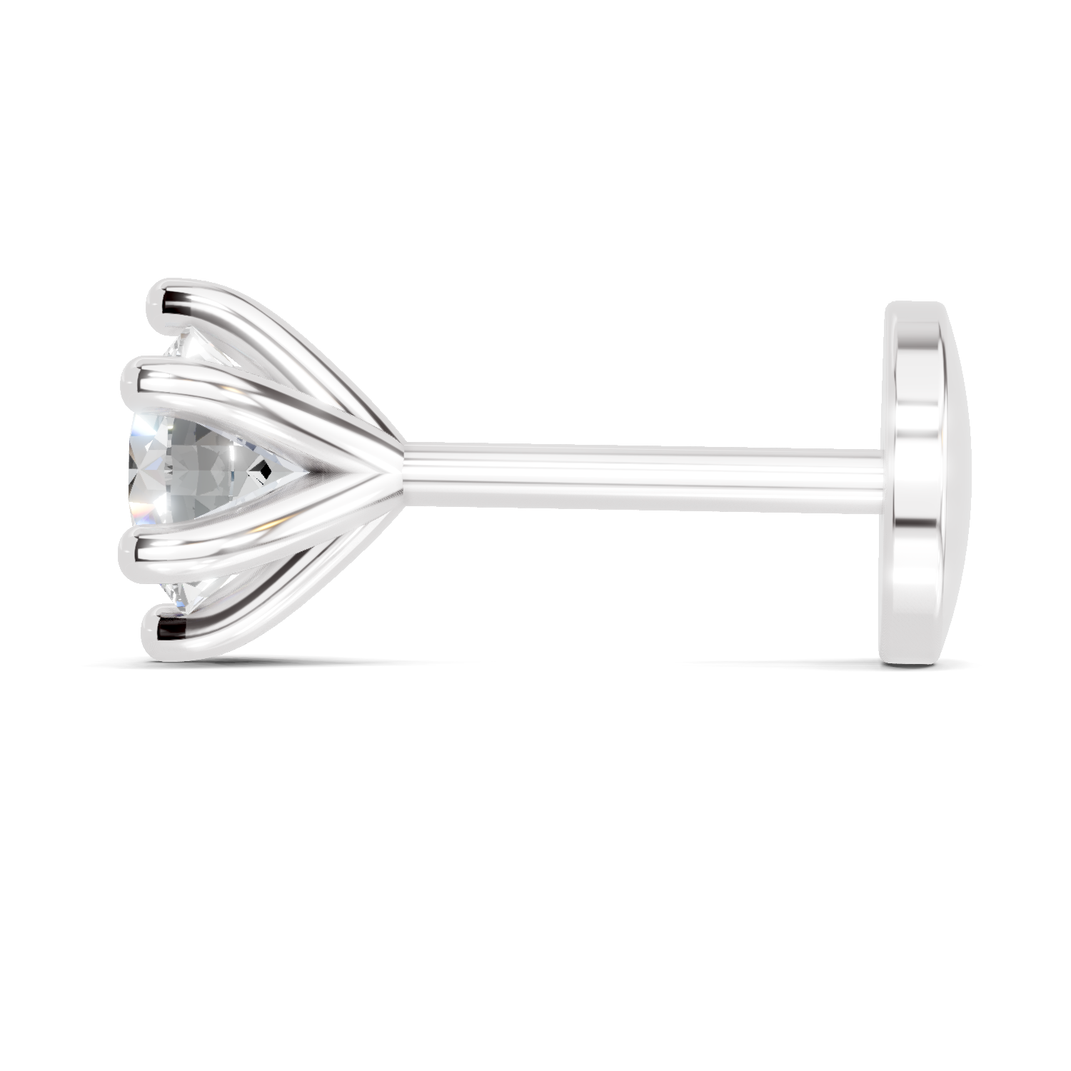 0.14 Carat Solitaire Six Prong Diamond Nose Pin 14K - White Gold
