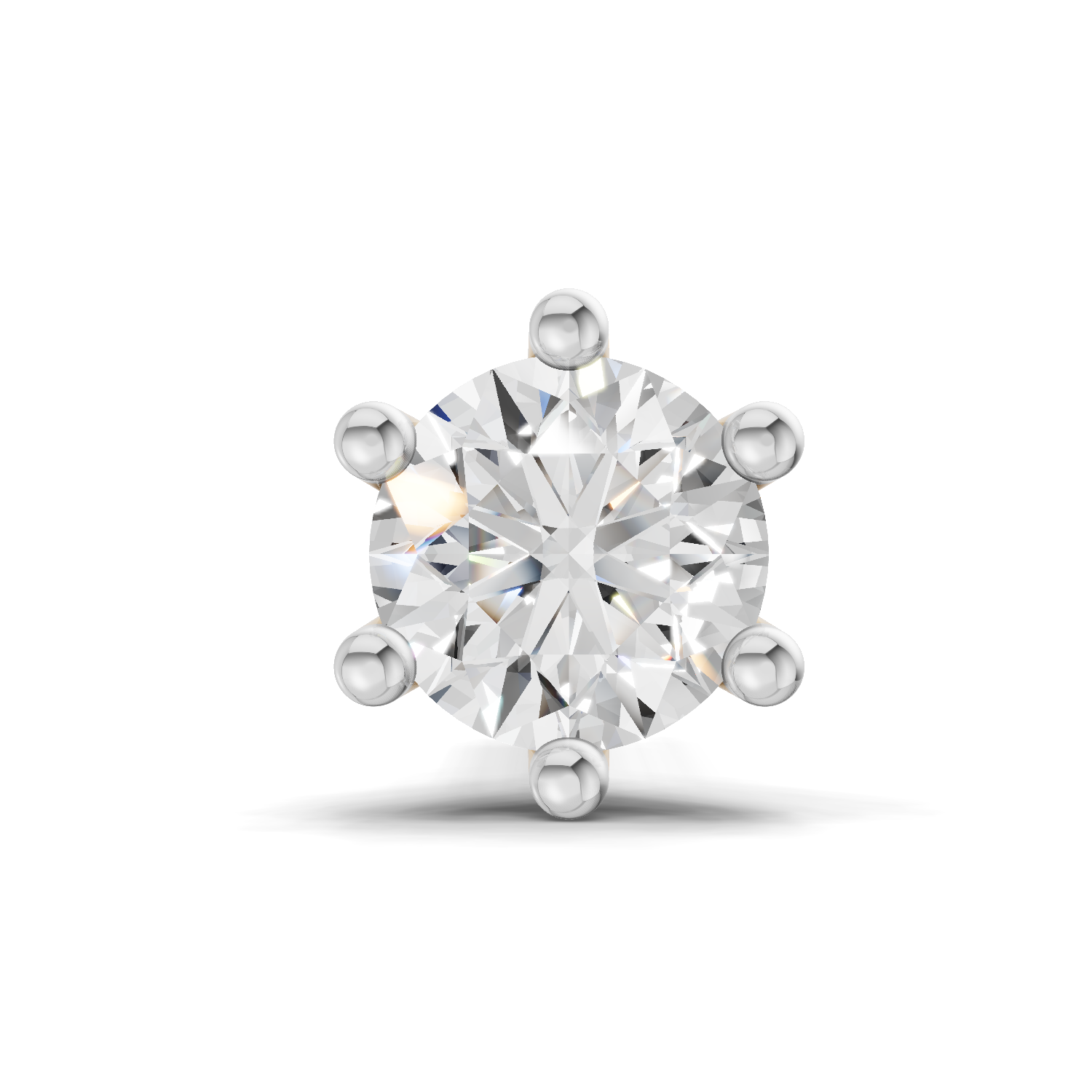 0.14 Carat Solitaire Six Prong Diamond Nose Pin 14K - White Gold