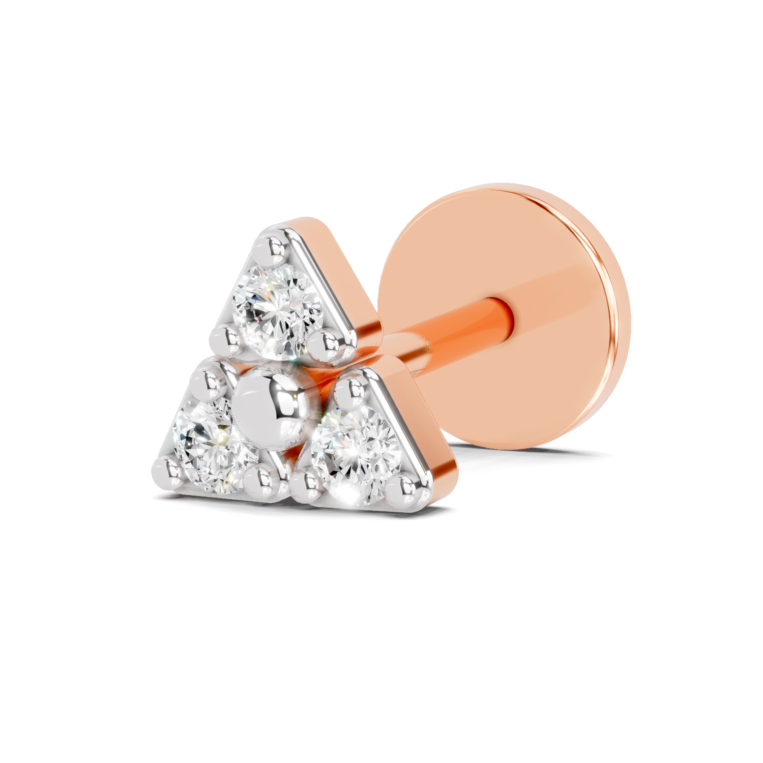 0.08 Carat Trinity Bloom Diamond Nose Pin 14K - Rose Gold