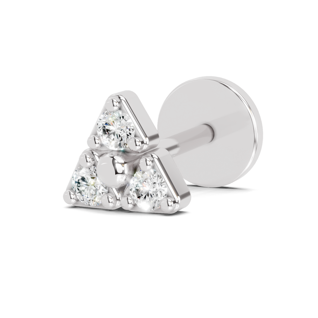0.08 Carat Trinity Bloom Diamond Nose Pin 14K - White Gold