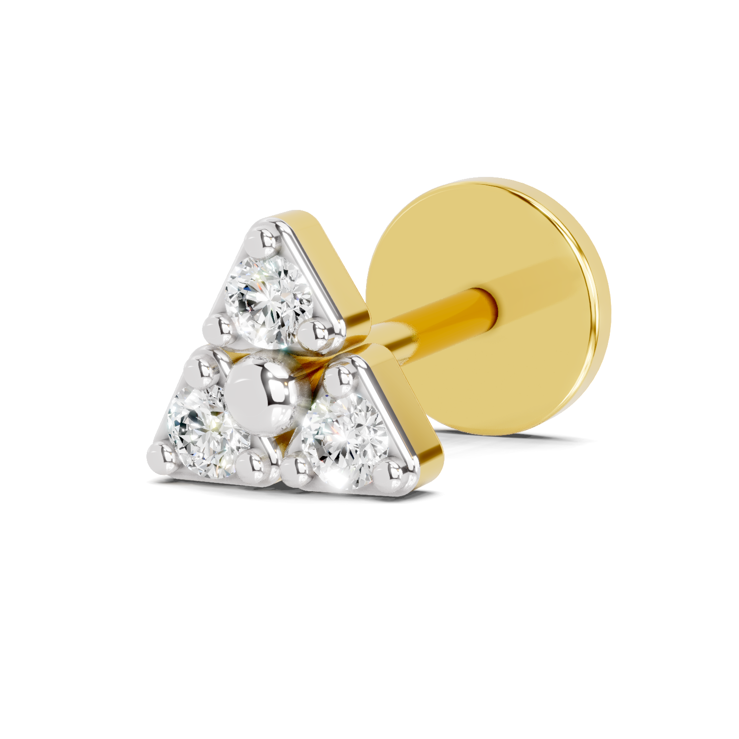 0.08 Carat Trinity Bloom Diamond Nose Pin 14K