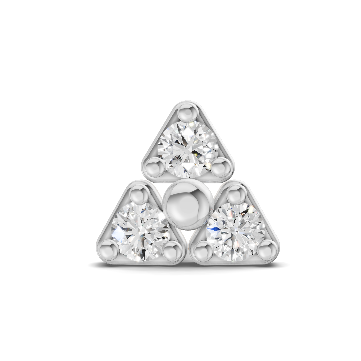 0.08 Carat Trinity Bloom Diamond Nose Pin 14K