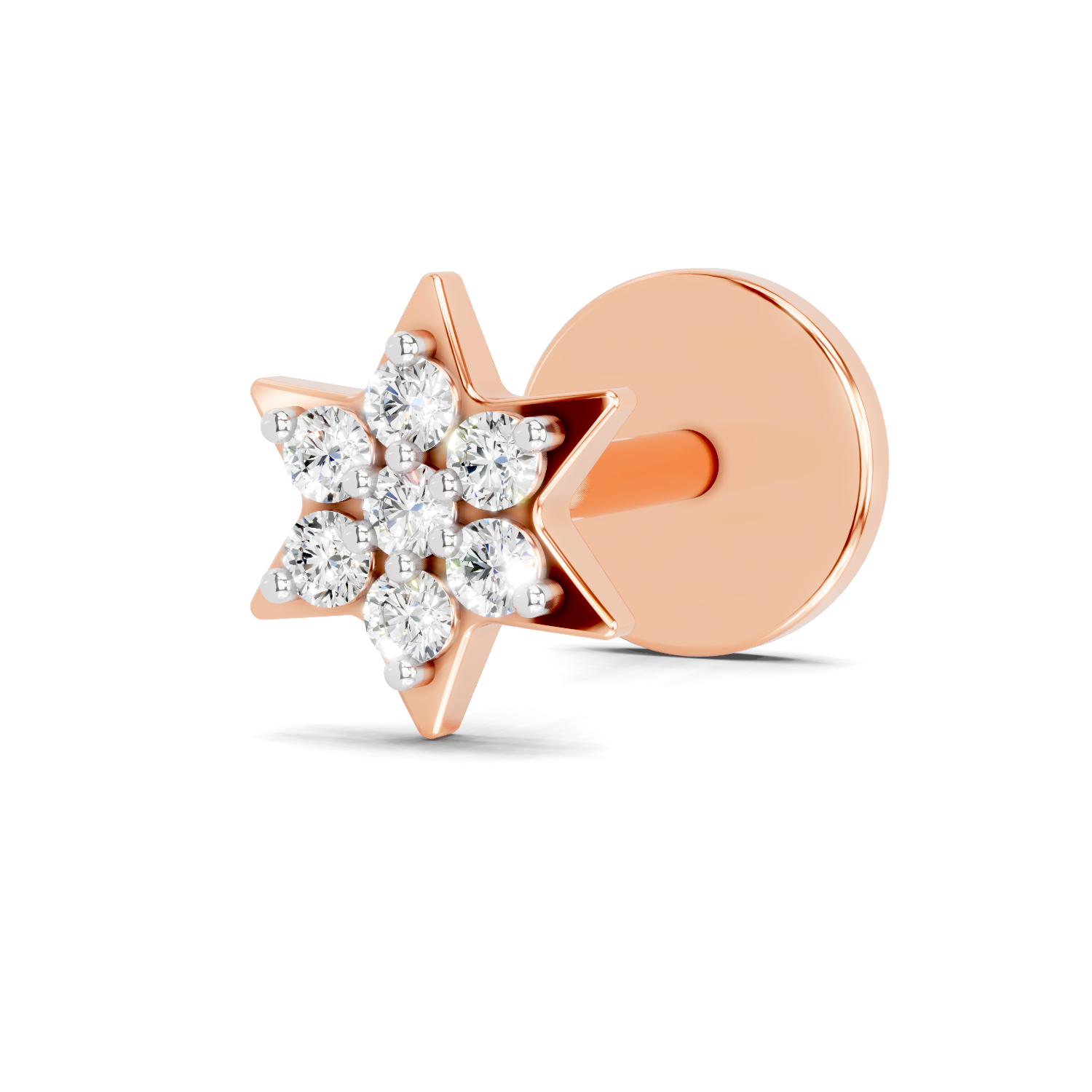 0.03 Carat Star Flatback Nosepin 14K - Rose Gold
