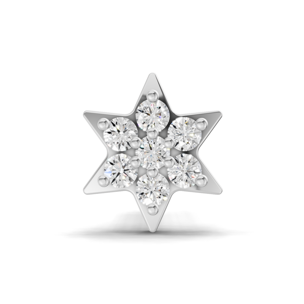 0.03 Carat Star Flatback Nosepin 14K - White Gold