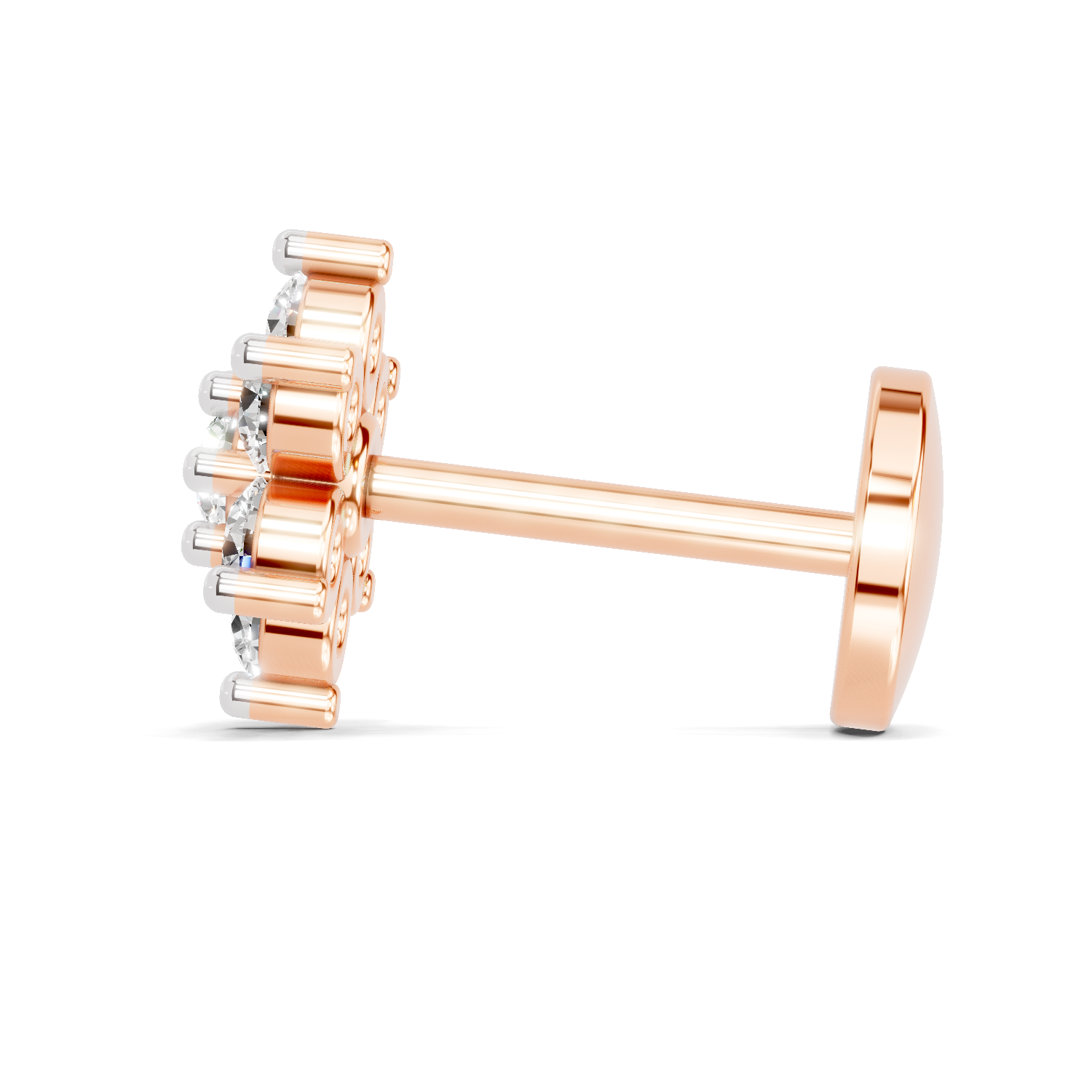 0.11 Carat Stellar Diamond Nose Pin 14K Screw - Rose Gold