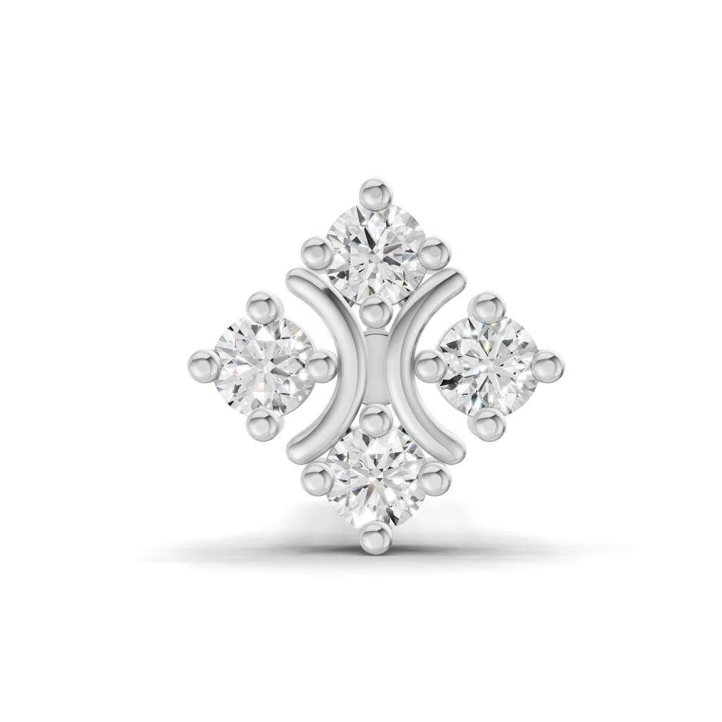 0.04 Carat Round Star Shape Diamond Nose Pin 14K - White Gold
