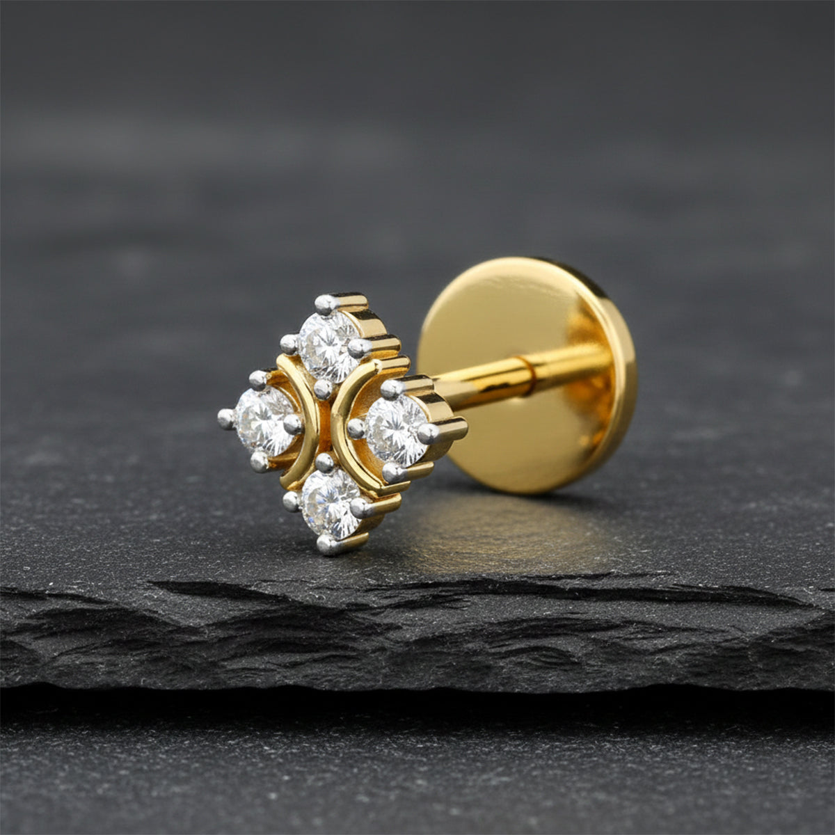 Luminous Round Star Diamond Nose Pin