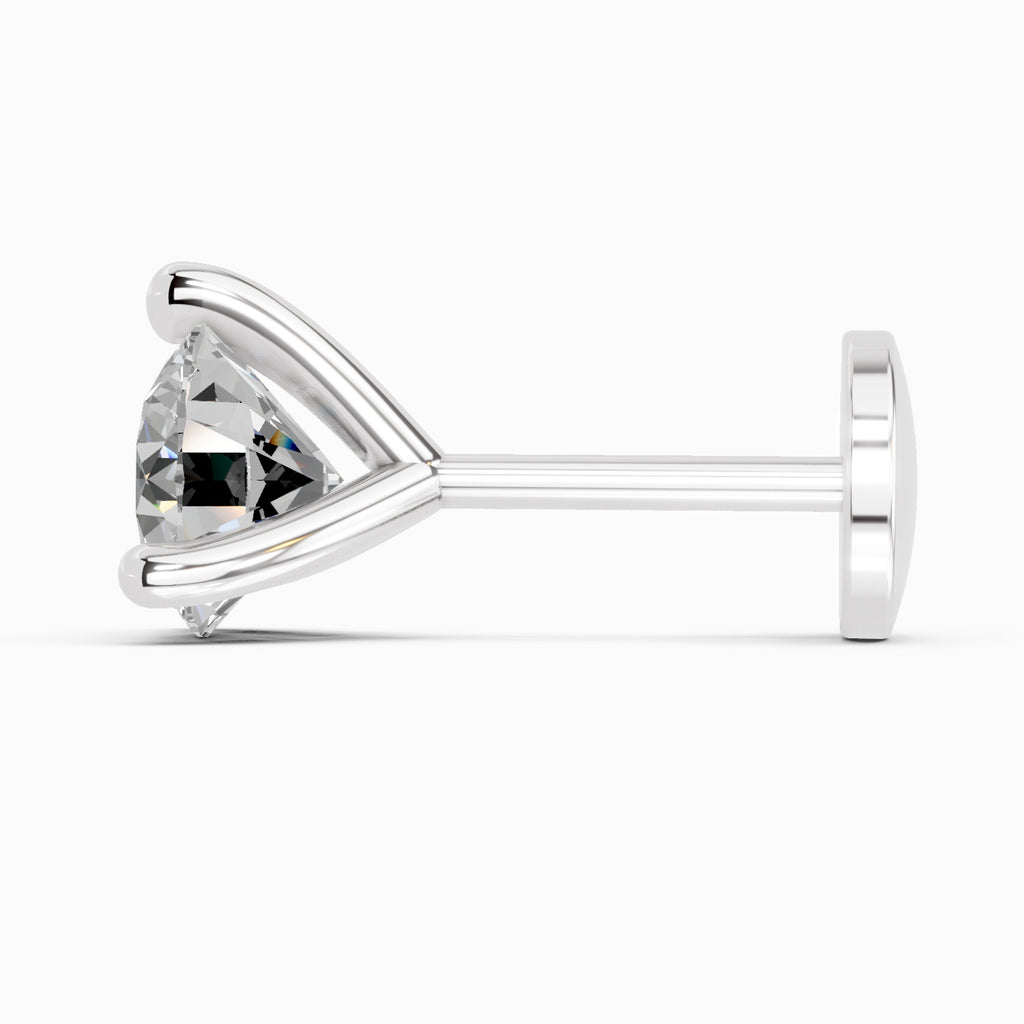 0.06 Carat 3 Prong Solitaire Diamond Nose Pin 14K - White Gold