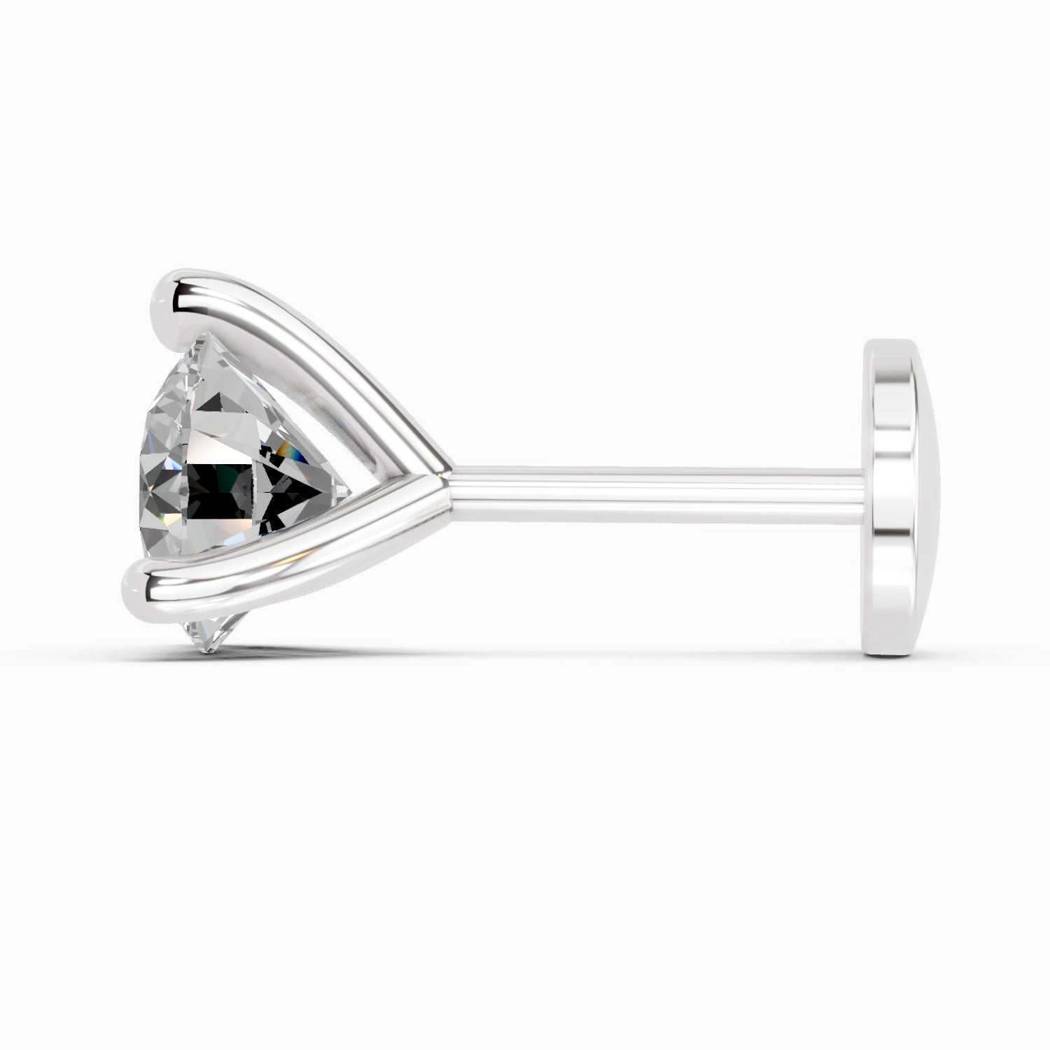 0.06 Carat 3 Prong Solitaire Diamond Nose Pin 14K - White Gold