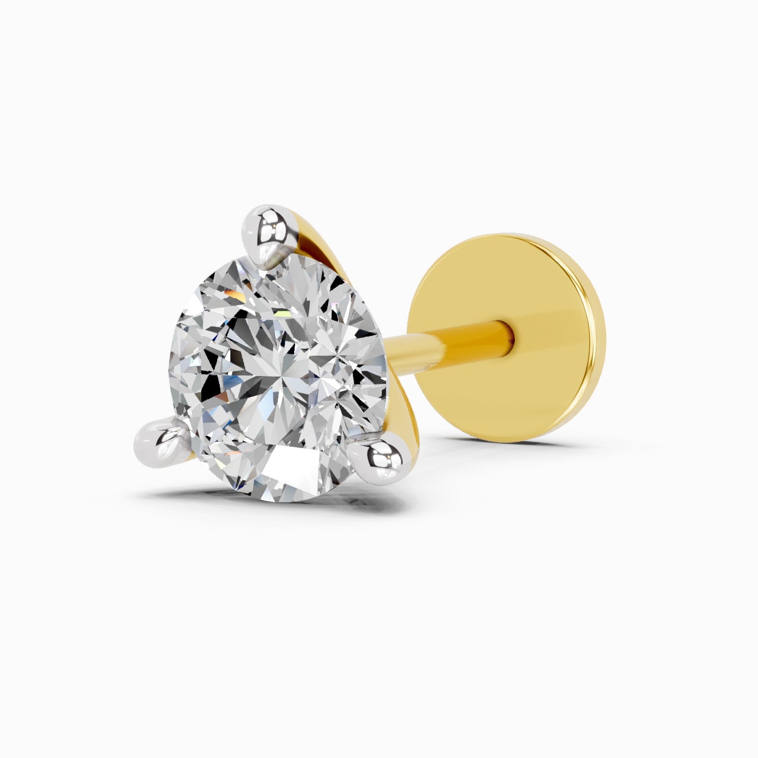 0.06 Carat 3 Prong Solitaire Diamond Nose Pin 14K