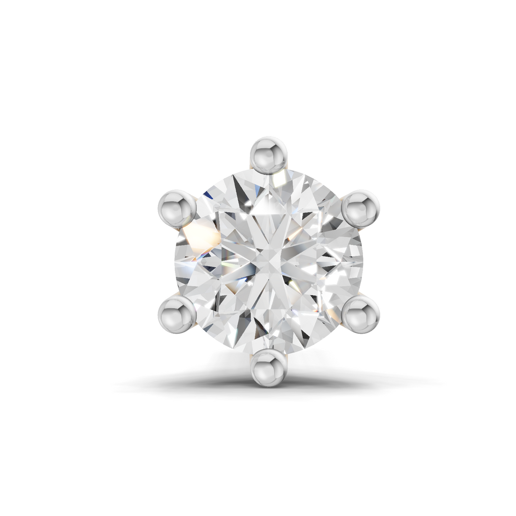 0.5 Carat Classic Solitaire Diamond Nose Pin 14K - White Gold