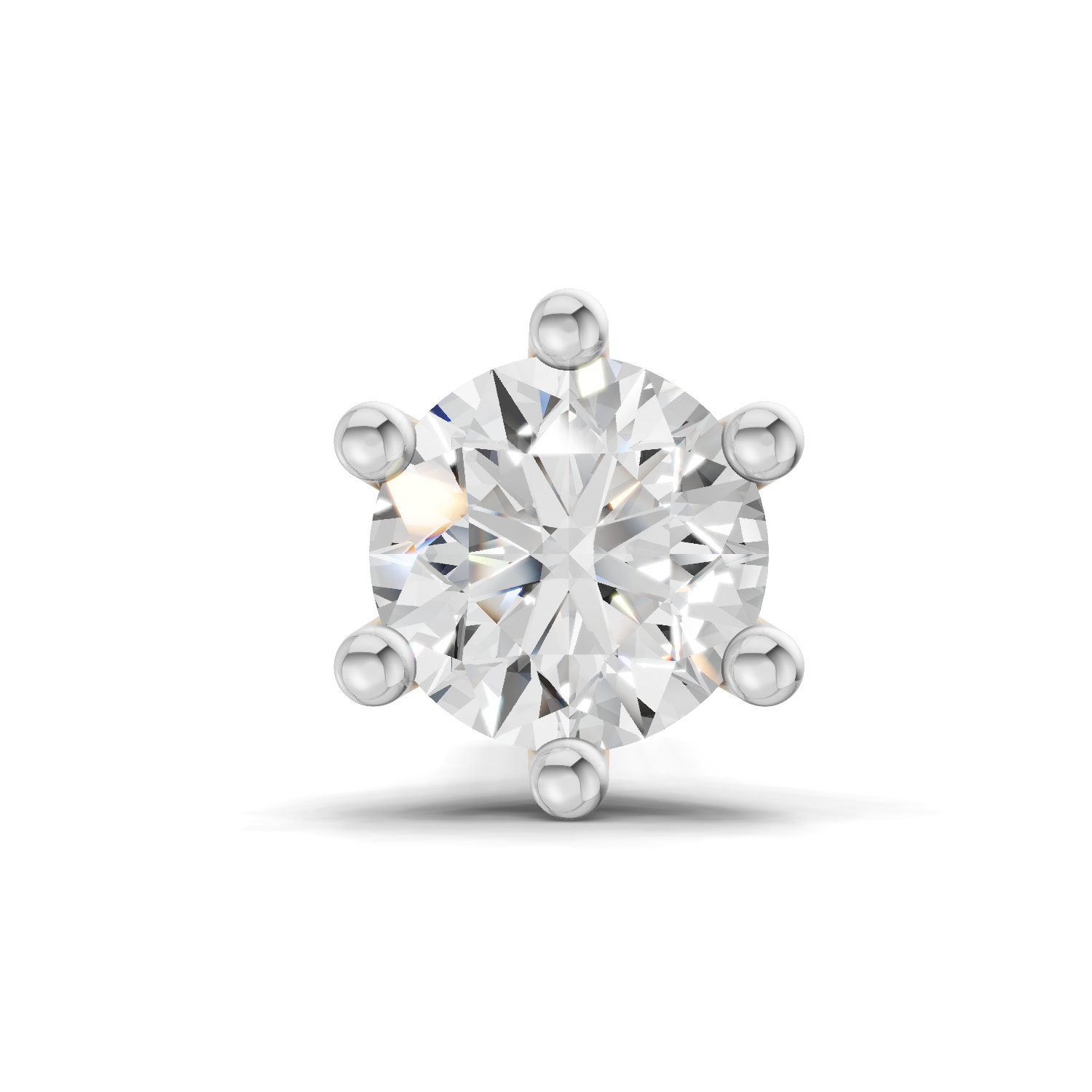 0.5 Carat Classic Solitaire Diamond Nose Pin 14K - White Gold