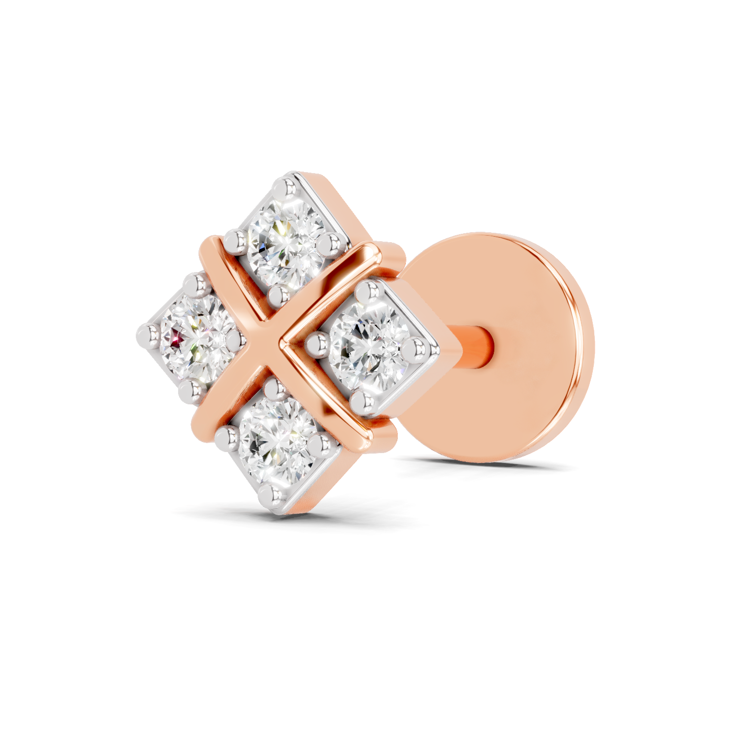 0.09 Carat Four Stone Solitaire Diamond Nose Pin 14K - Rose Gold