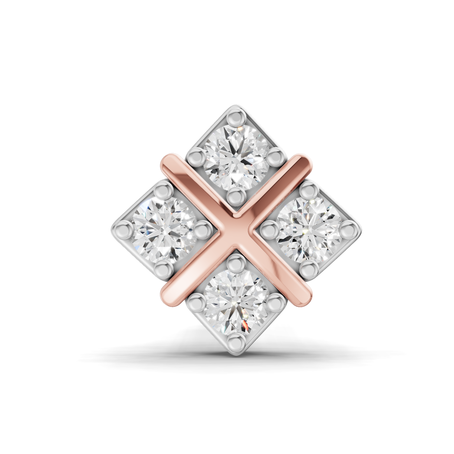 0.09 Carat Four Stone Solitaire Diamond Nose Pin 14K - Rose Gold