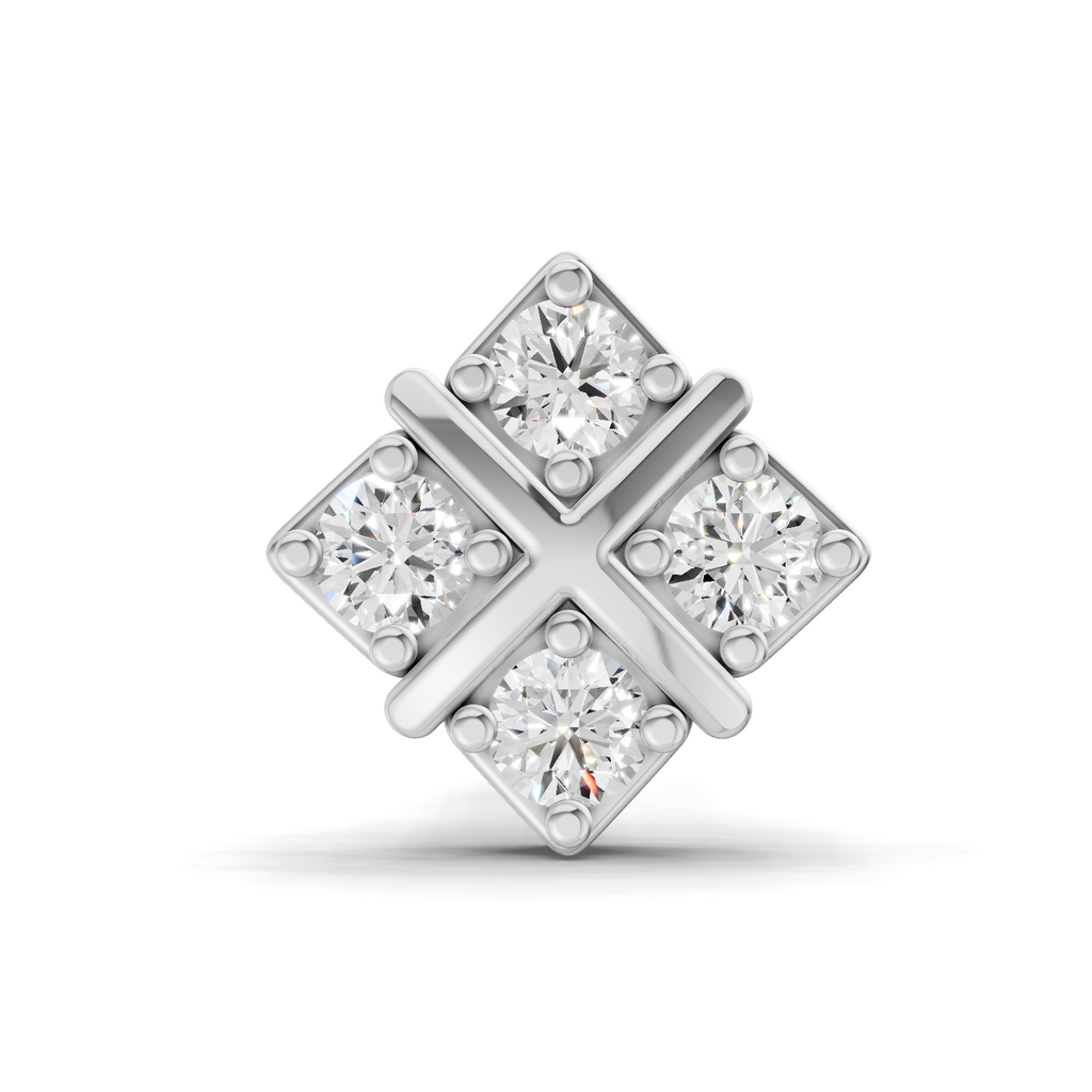 0.09 Carat Four Stone Solitaire Diamond Nose Pin 14K - White Gold
