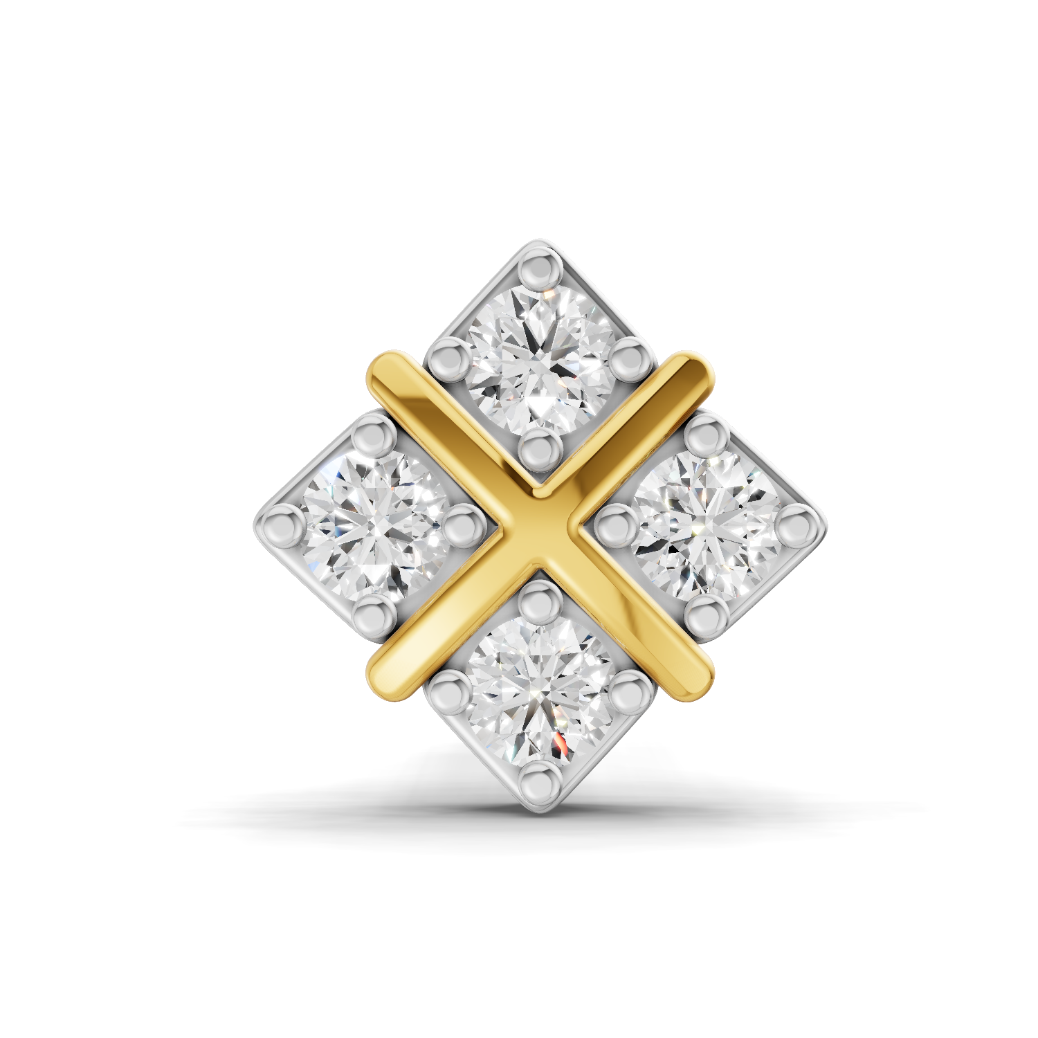 0.09 Carat Four Stone Solitaire Diamond Nose Pin 14K