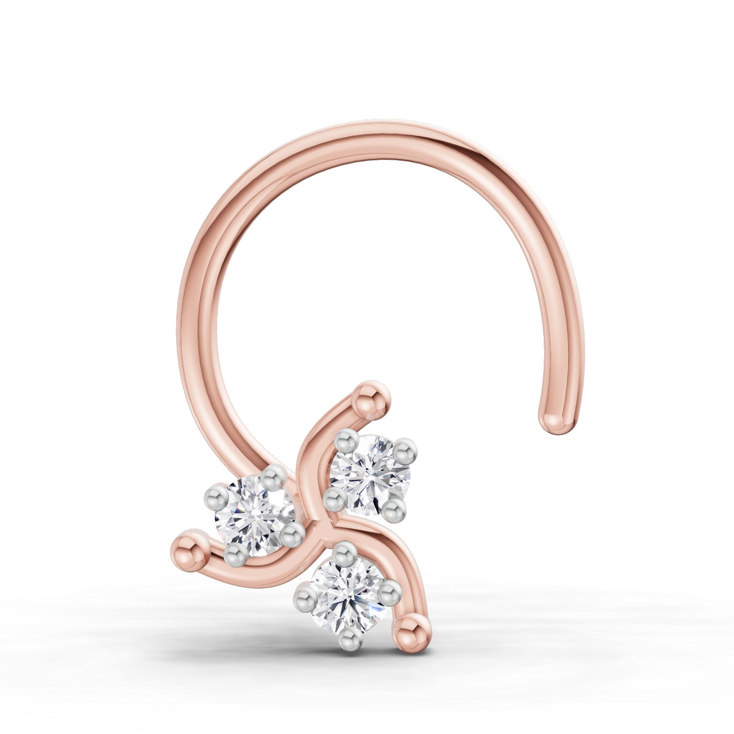 0.03 Carat Floral Diamond Nose Pin 14K - Rose Gold