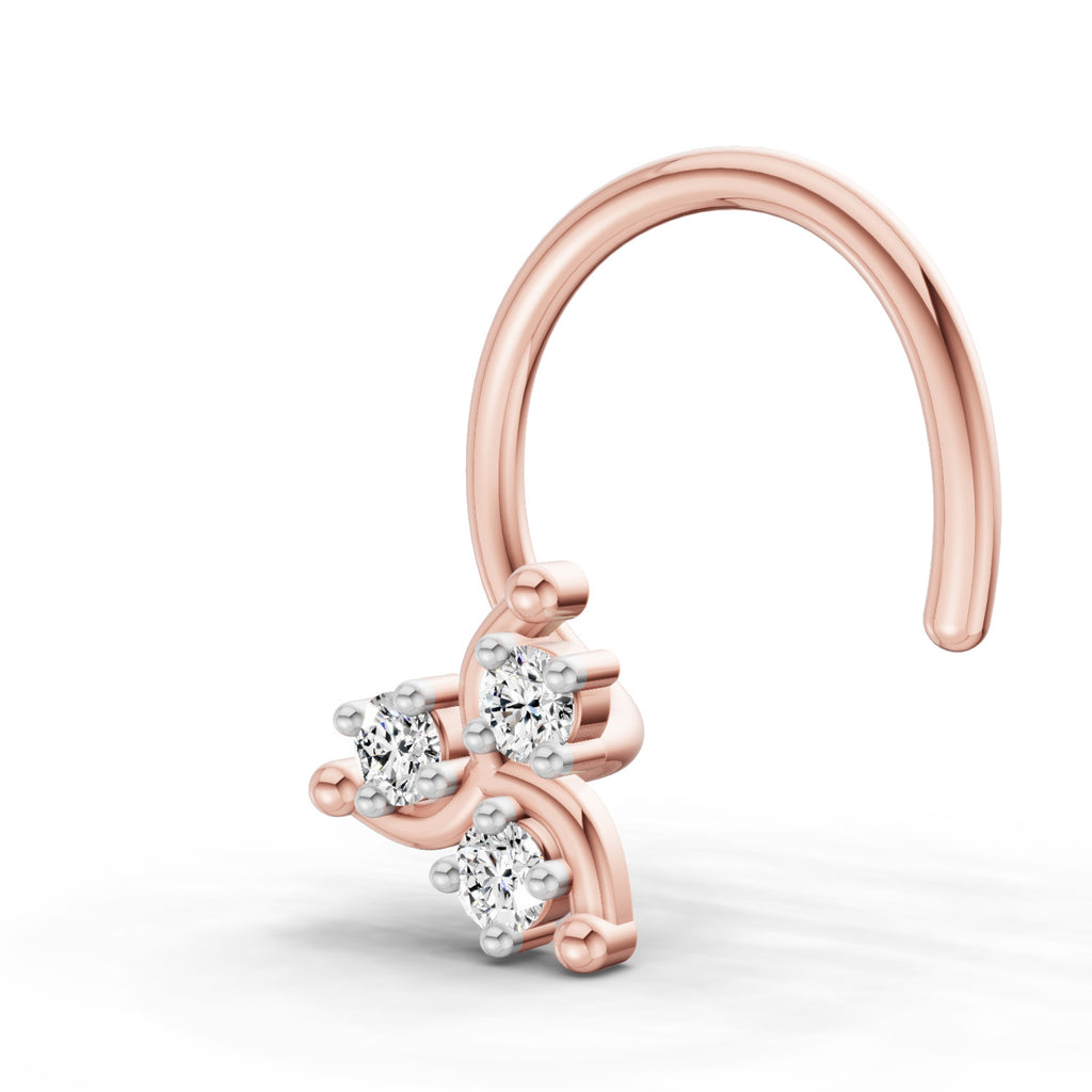 0.03 Carat Floral Diamond Nose Pin 14K - Rose Gold