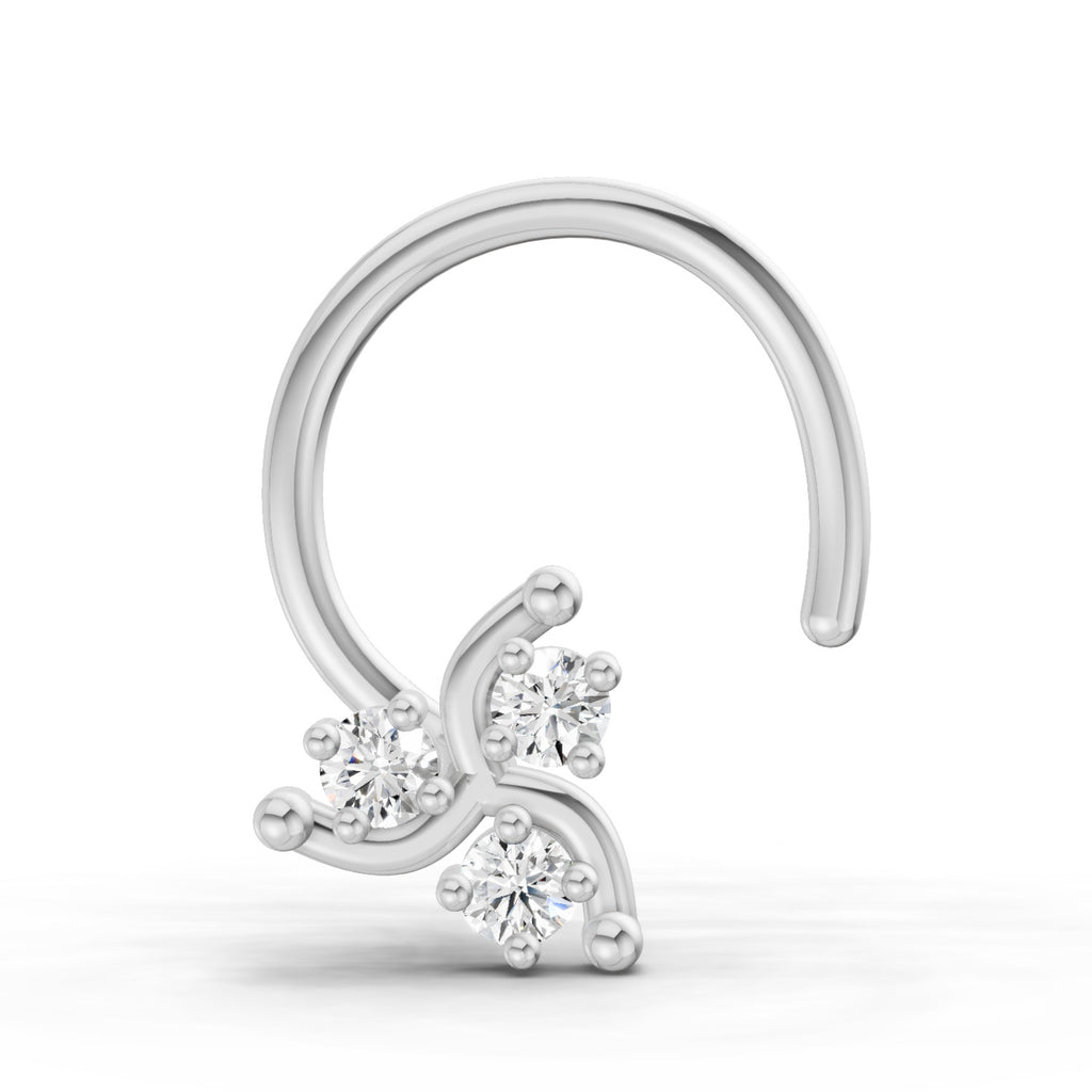0.03 Carat Floral Diamond Nose Pin 14K - White Gold