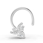0.03 Carat Floral Diamond Nose Pin 14K - White Gold