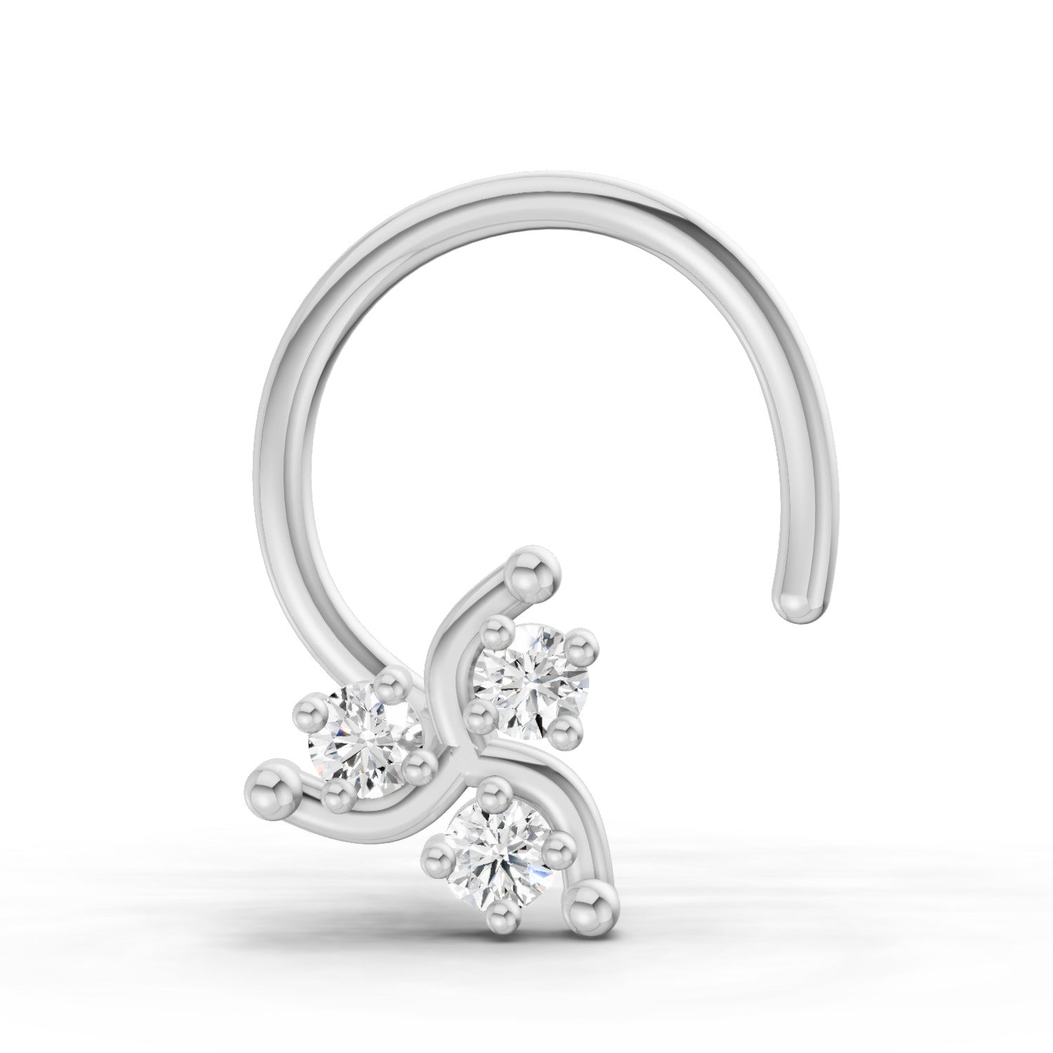 0.03 Carat Floral Diamond Nose Pin 14K - White Gold