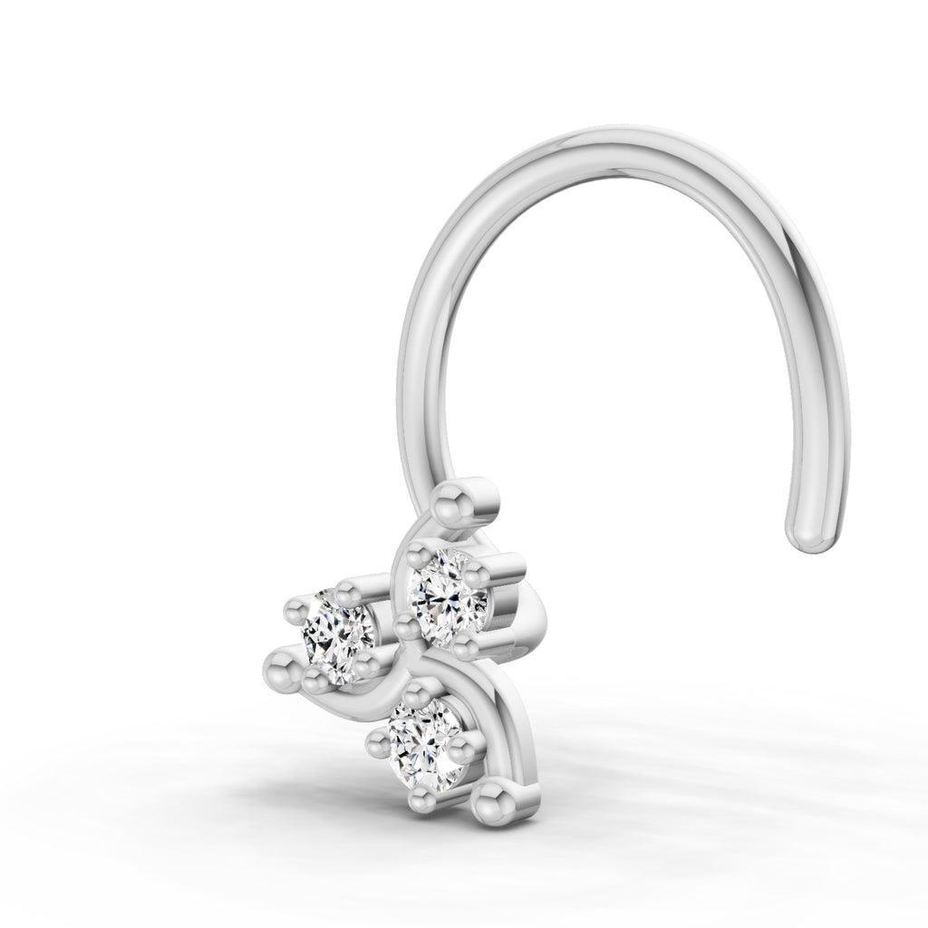 0.03 Carat Floral Diamond Nose Pin 14K - White Gold