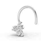 0.03 Carat Floral Diamond Nose Pin 14K - White Gold