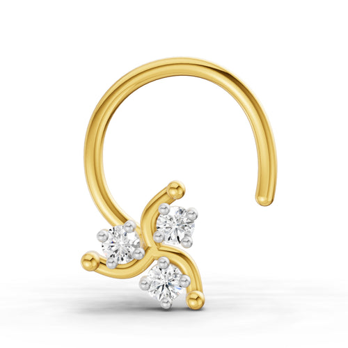0.03 Carat Floral Diamond Nose Pin 14K