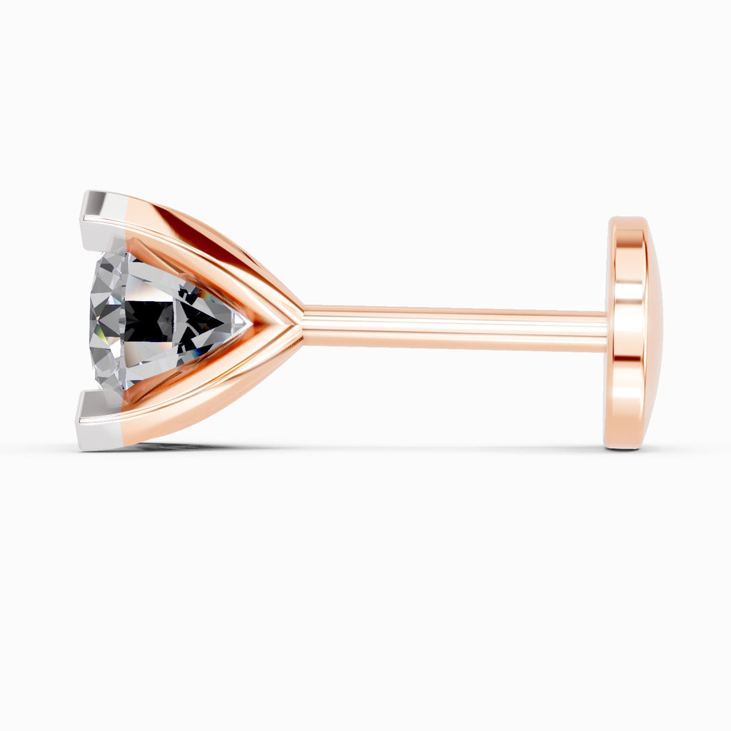 0.35 Carat 4 Prong Solitaire Diamond Nose Pin 14K - Rose Gold