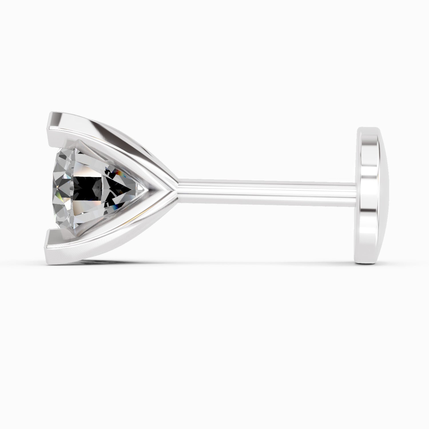 0.35 Carat 4 Prong Solitaire Diamond Nose Pin 14K - White Gold