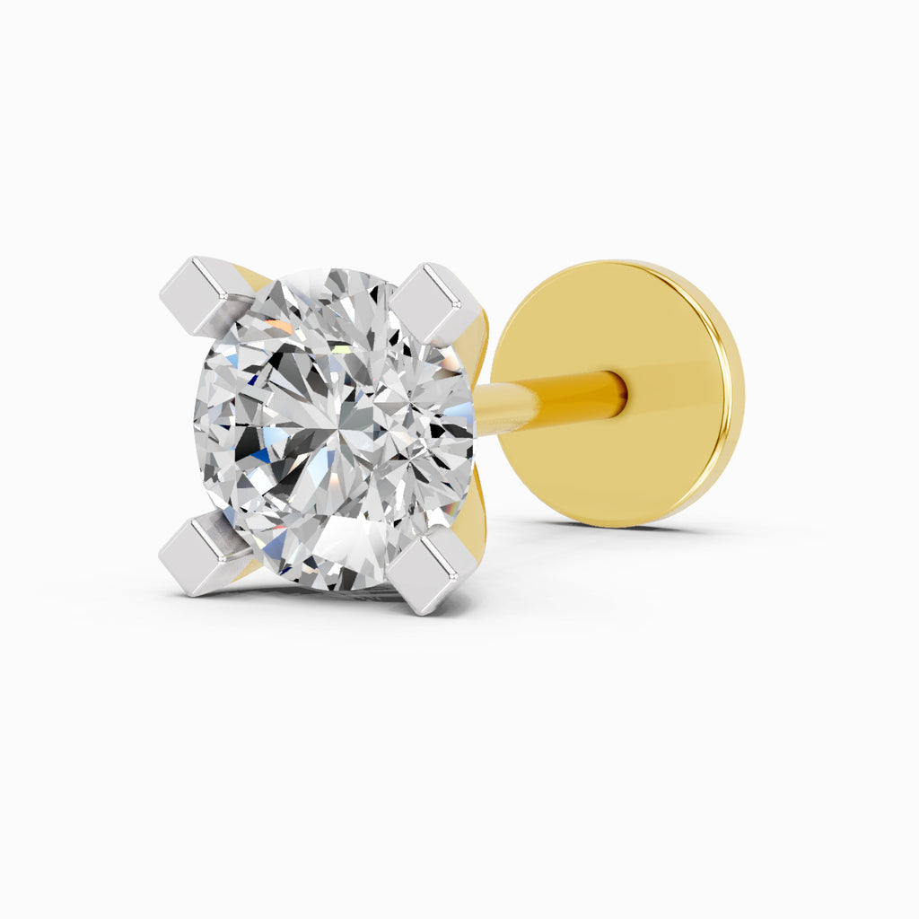 0.35 Carat 4 Prong Solitaire Diamond Nose Pin 14K