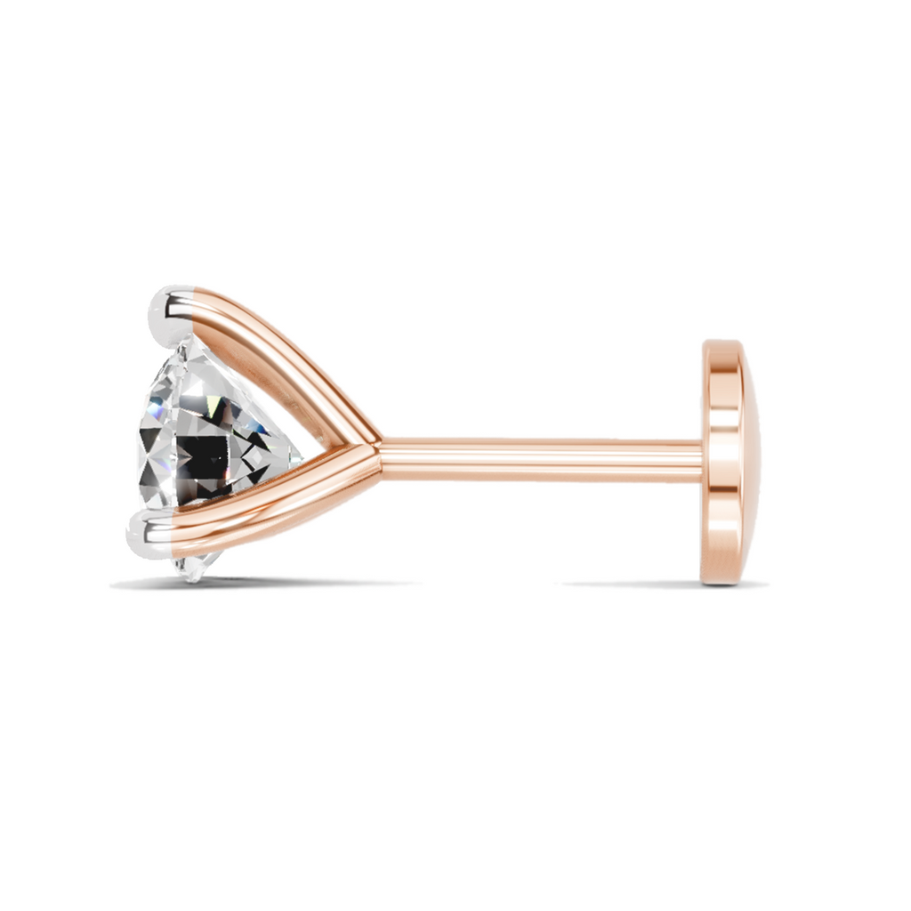 0.50 Ct Solitaire Diamond Nose Pin 14K - Rose Gold