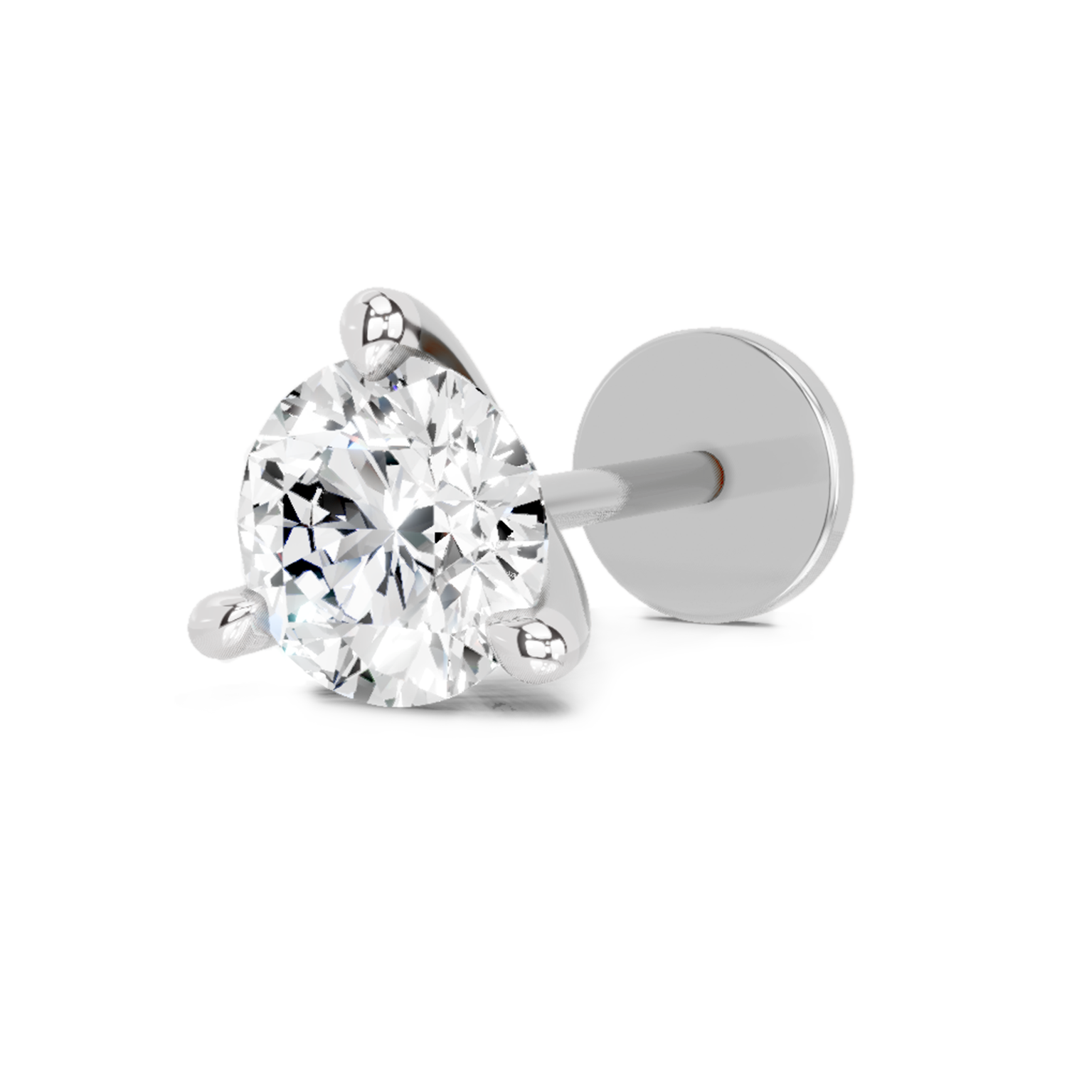 0.50 Ct Solitaire Diamond Nose Pin 14K - White Gold