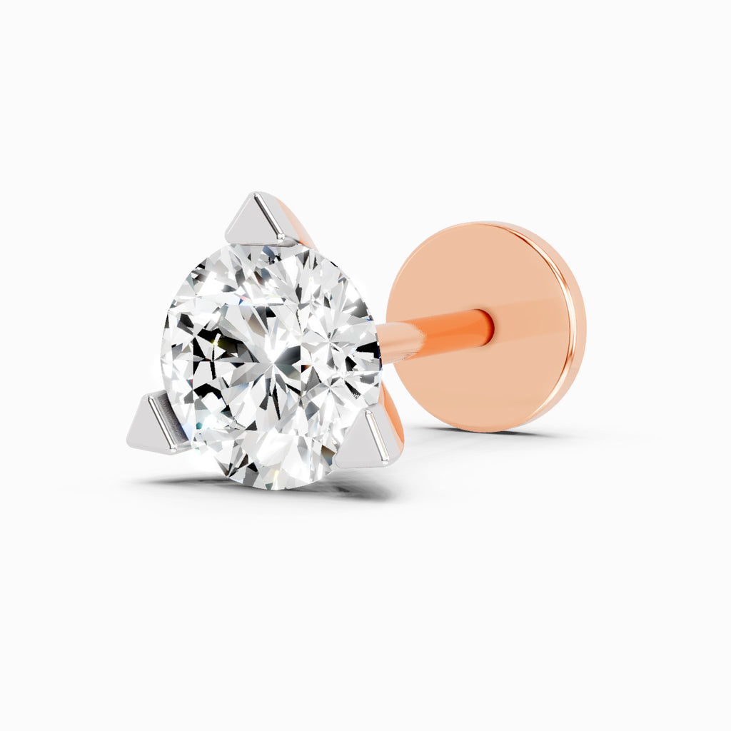0.5 Carat Solitaire Diamond Nose Pin 14K - Rose Gold