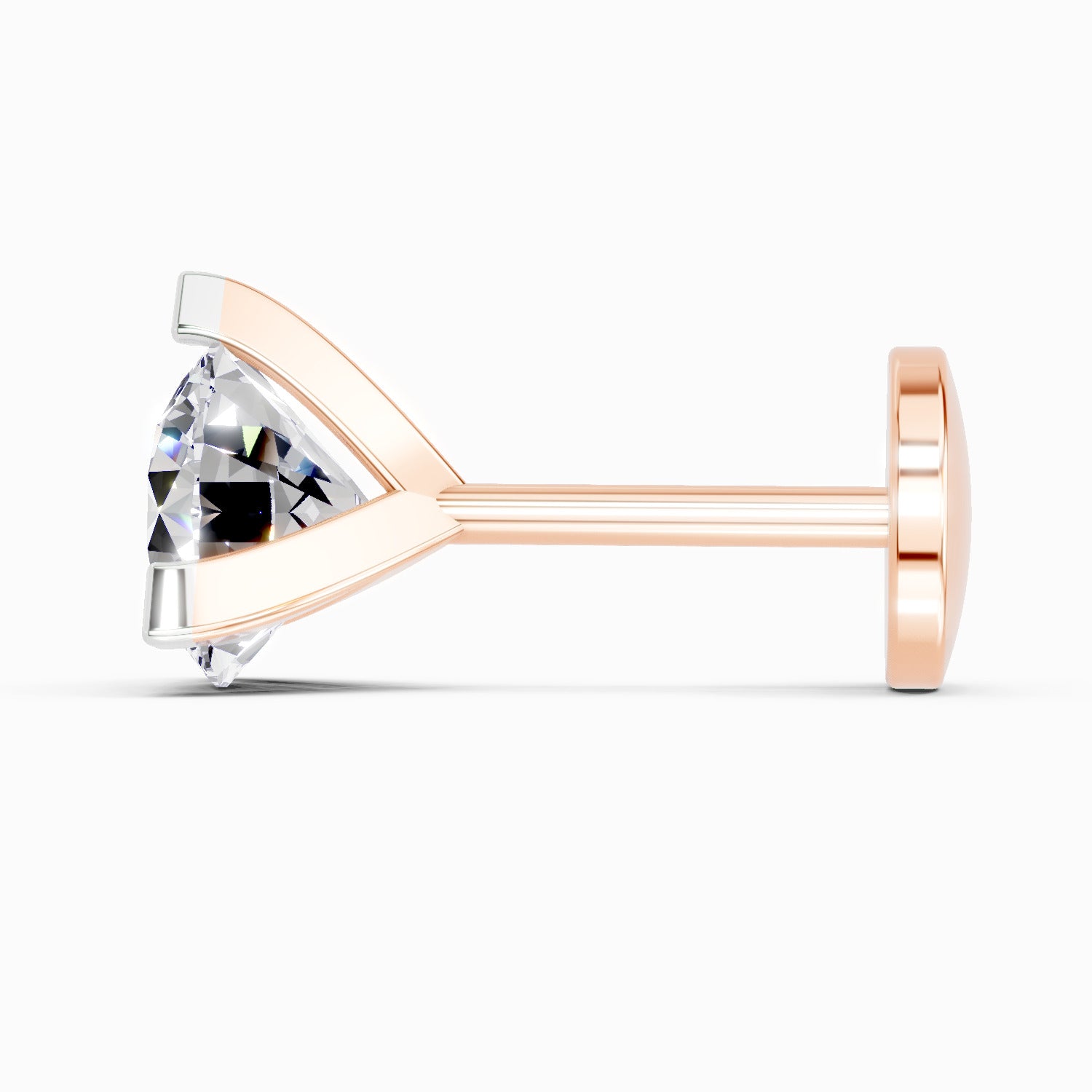 0.5 Carat Solitaire Diamond Nose Pin 14K - Rose Gold
