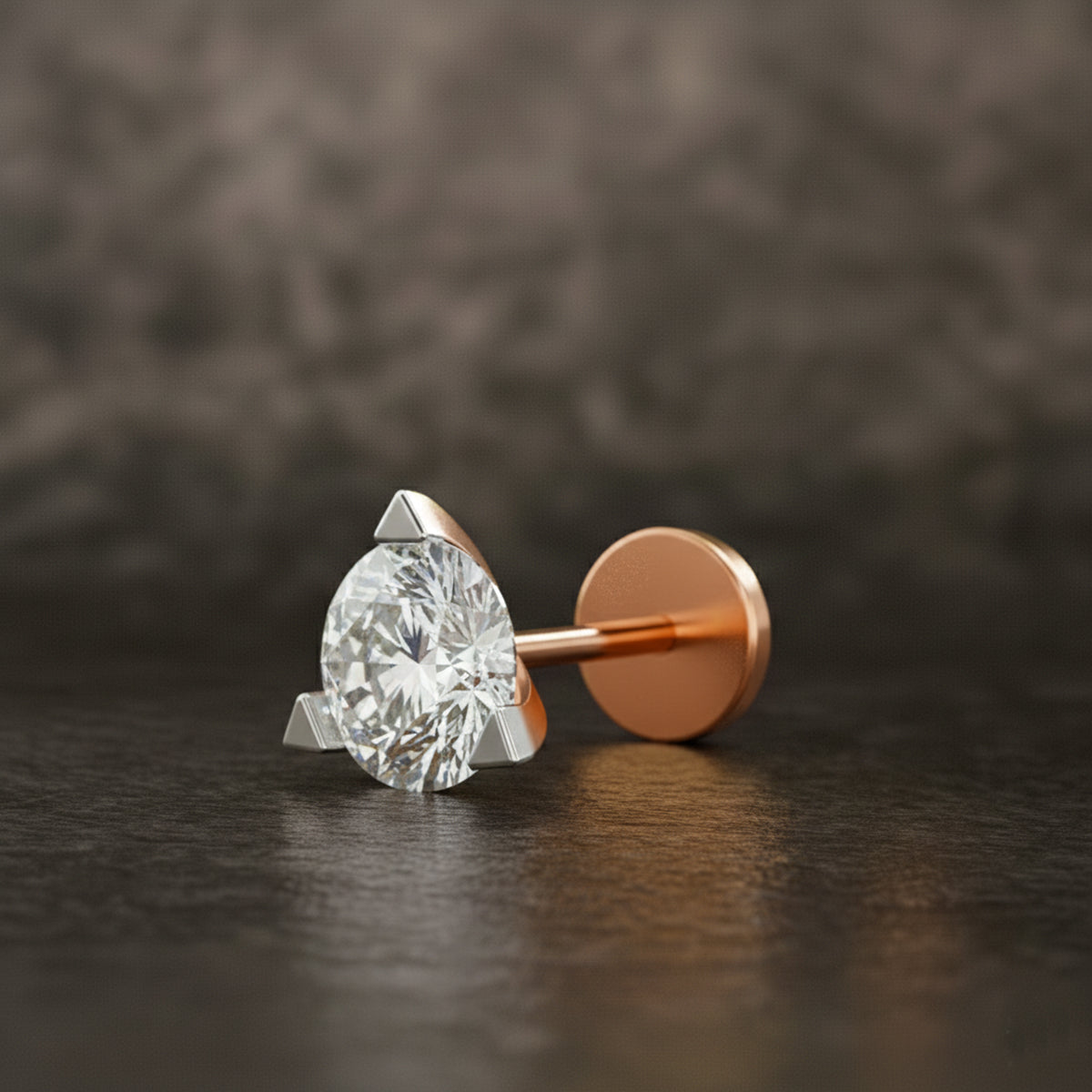 Refined Solitaire Diamond Nose Pin