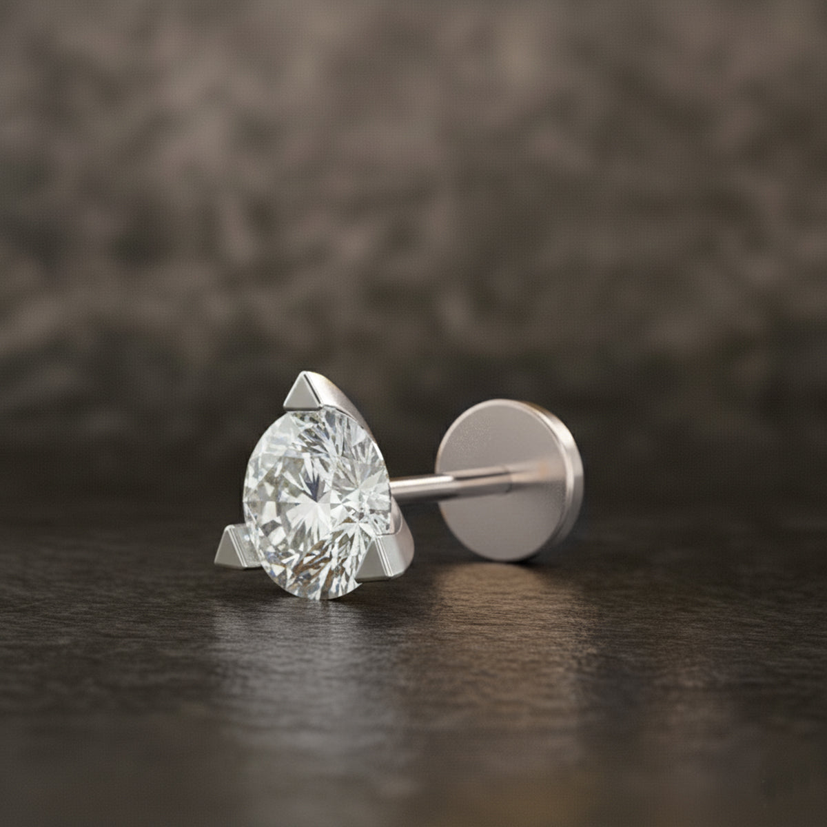 Refined Solitaire Diamond Nose Pin
