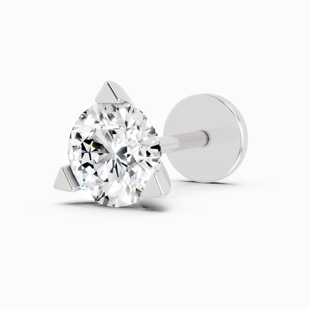 0.5 Carat Solitaire Diamond Nose Pin 14K - White Gold