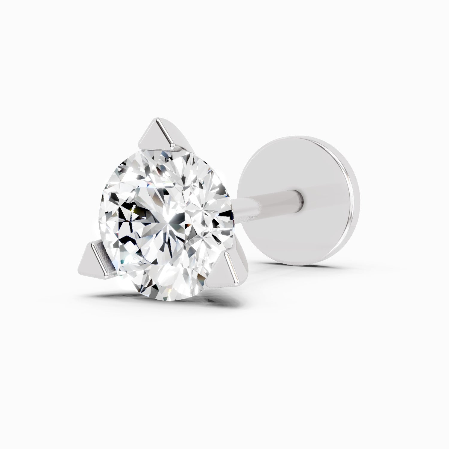0.5 Carat Solitaire Diamond Nose Pin 14K - White Gold