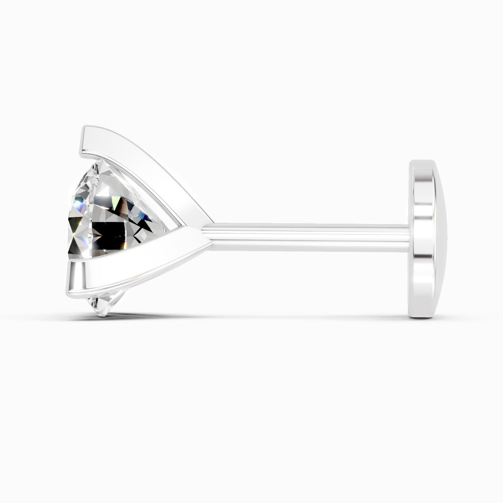 0.5 Carat Solitaire Diamond Nose Pin 14K - White Gold