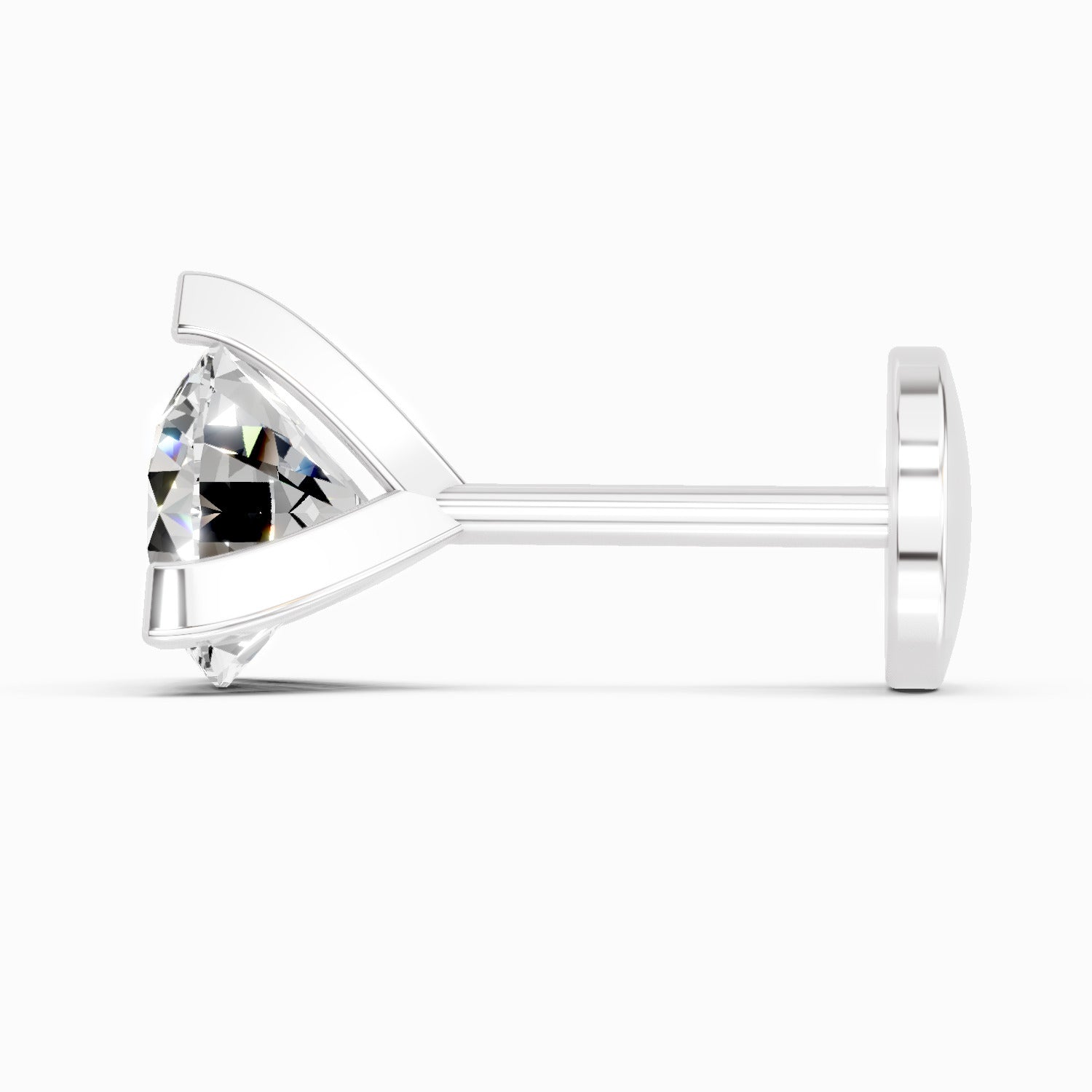0.5 Carat Solitaire Diamond Nose Pin 14K - White Gold