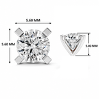 A round brilliant-cut diamond solitaire stud shown with dimension callouts: 5.60 mm across the top and 5.
