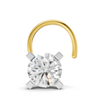 A gold hoop nose ring with a large round brilliant-cut diamond solitaire set in a four-prong silver-colored metal setting, shown on a clean white background.