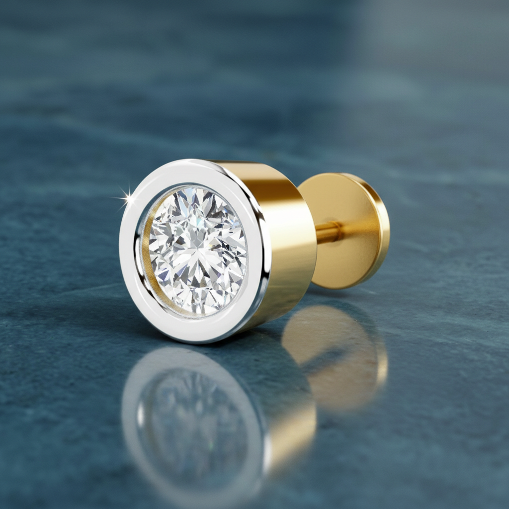 Graceful Bezel Diamond Nose Pin